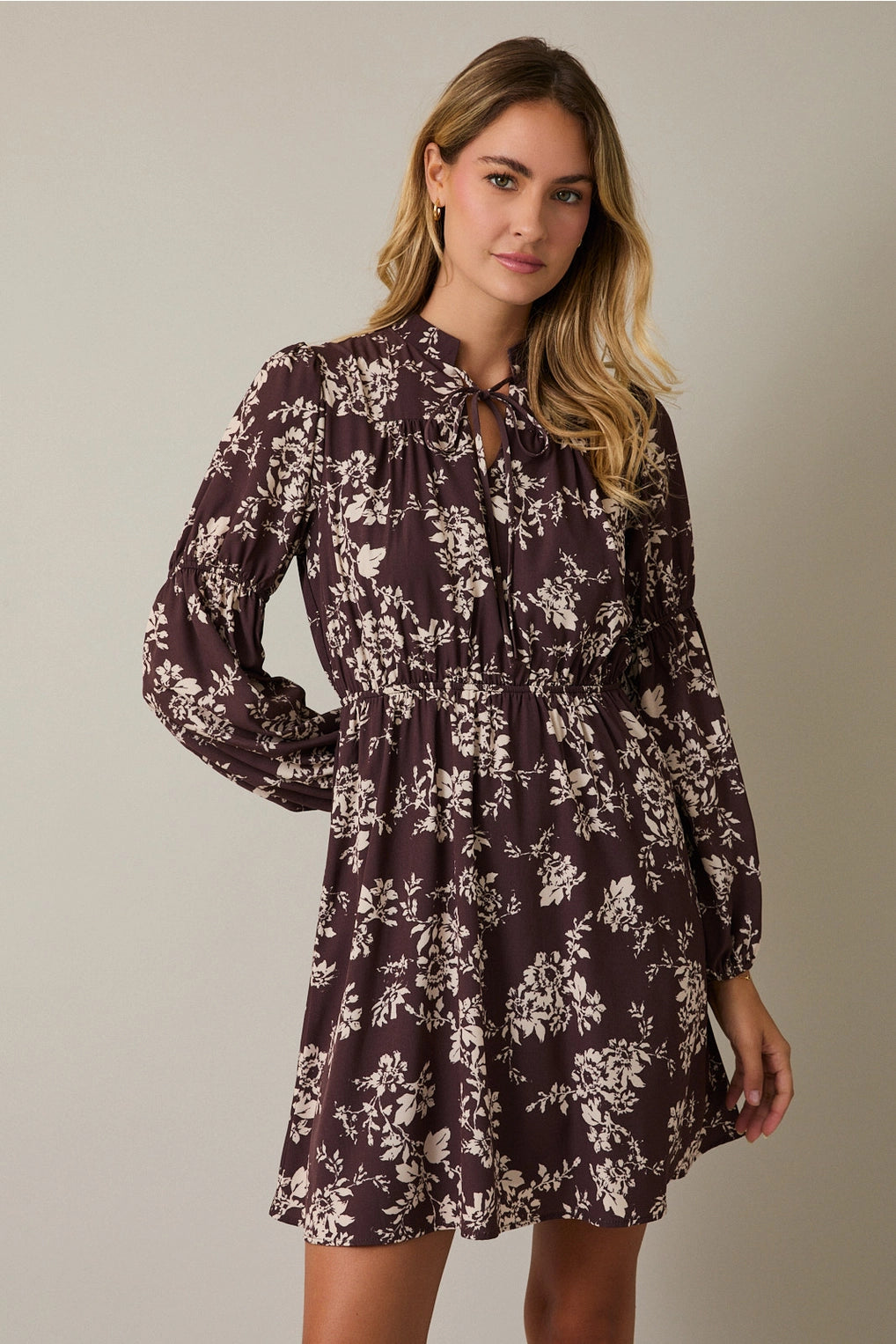 Long Sleeve Floral Mini Dress