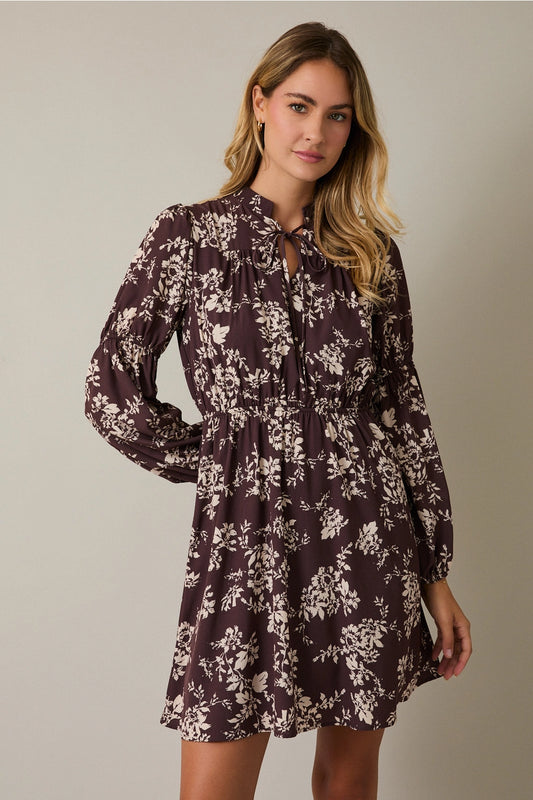 Long Sleeve Floral Mini Dress