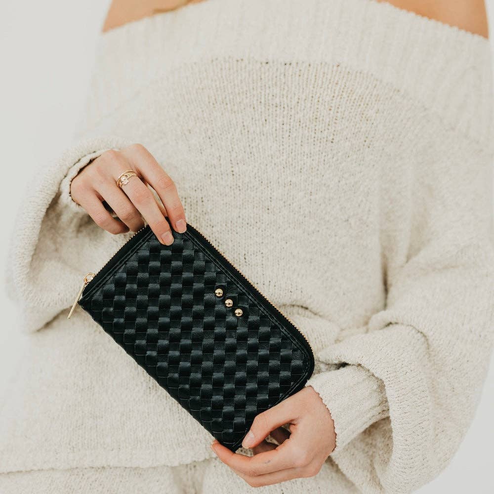 Woven Wallet I Black Checkered
