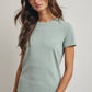 Ribbed Knit Basic Tee I Sage