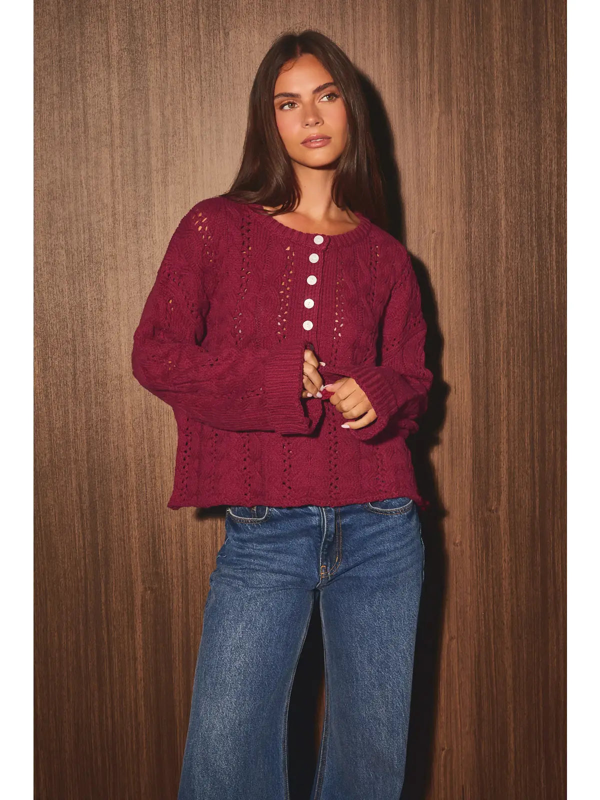 Harvest Henley Knit Sweater