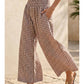 Gingham Linen Wide Leg Pants