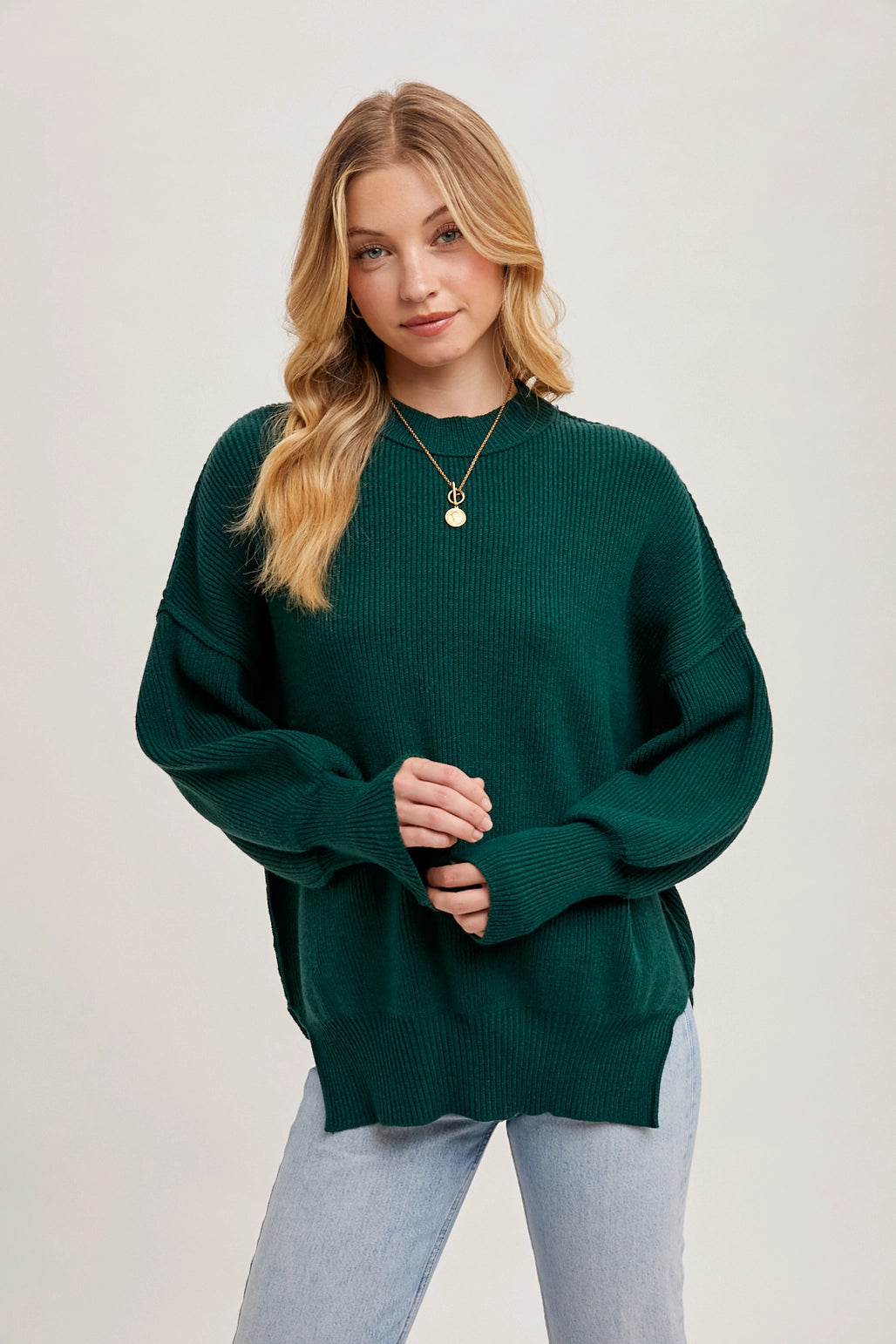 Ribbed Mock Neck Pullover