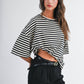 Oversized Stripe Boyfriend Tee I Gray