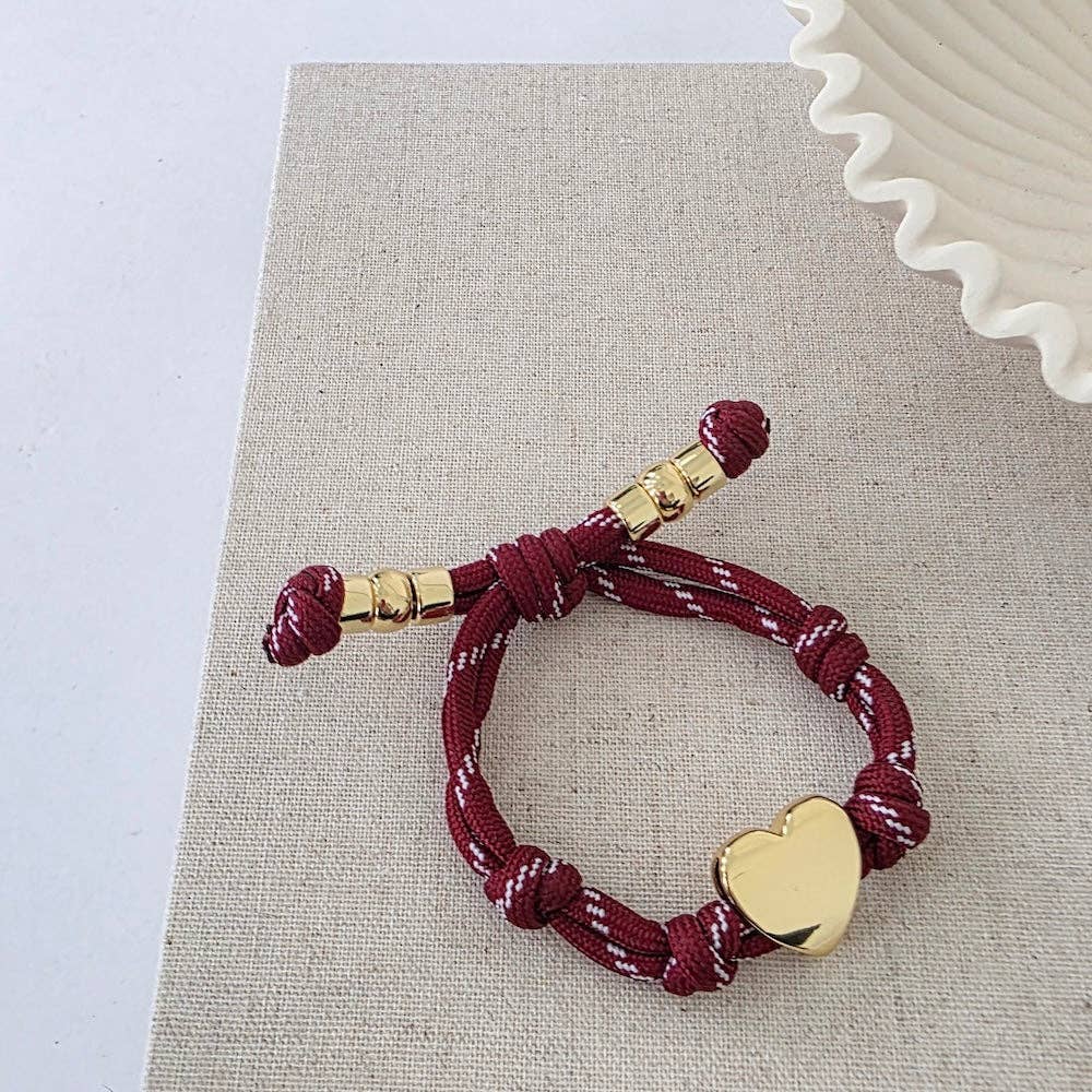 Heart Knot Cord Bracelet I Orange