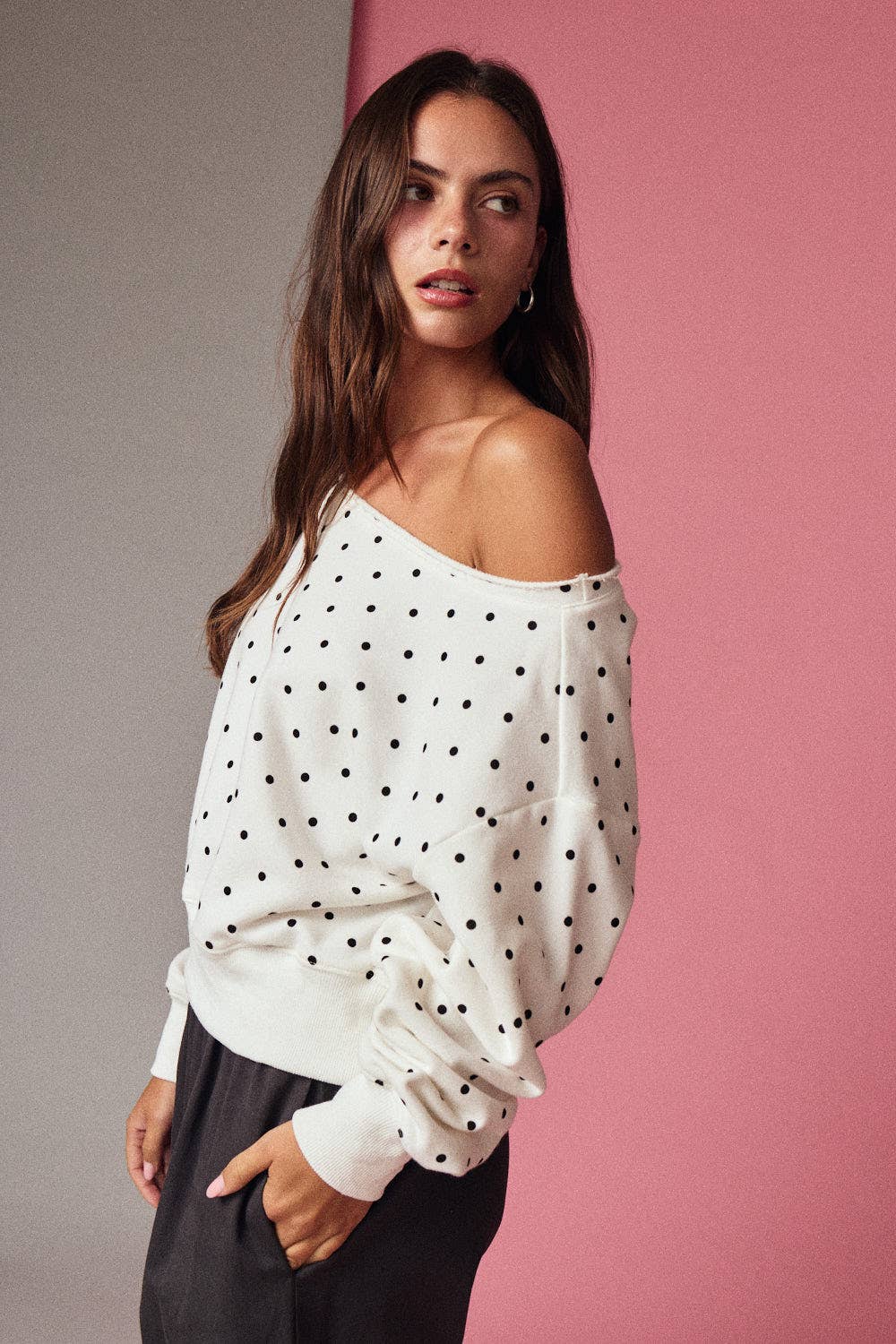 Soft Slouch Polka Dot Sweatshirt
