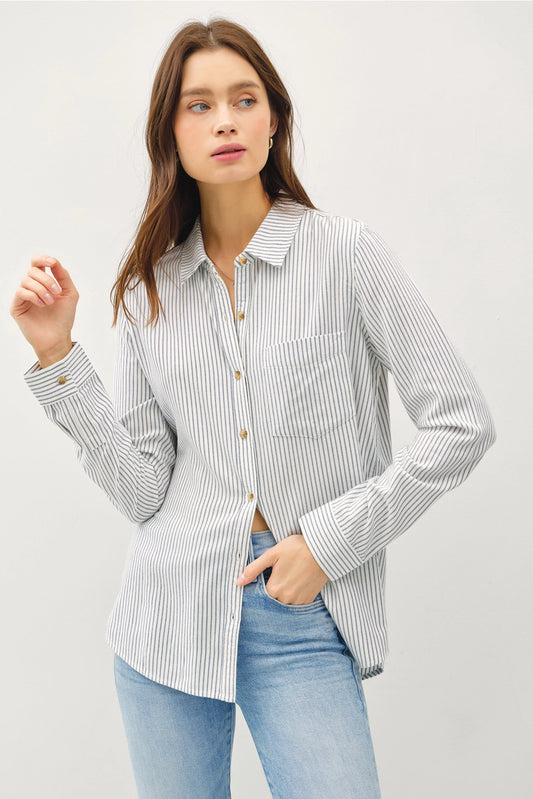 Pinstripe Button Up Top