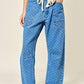 Polka Dot Denim Barrel Jeans