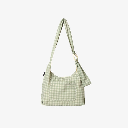 Green Gingham Small Slouchy Shoulder Bag