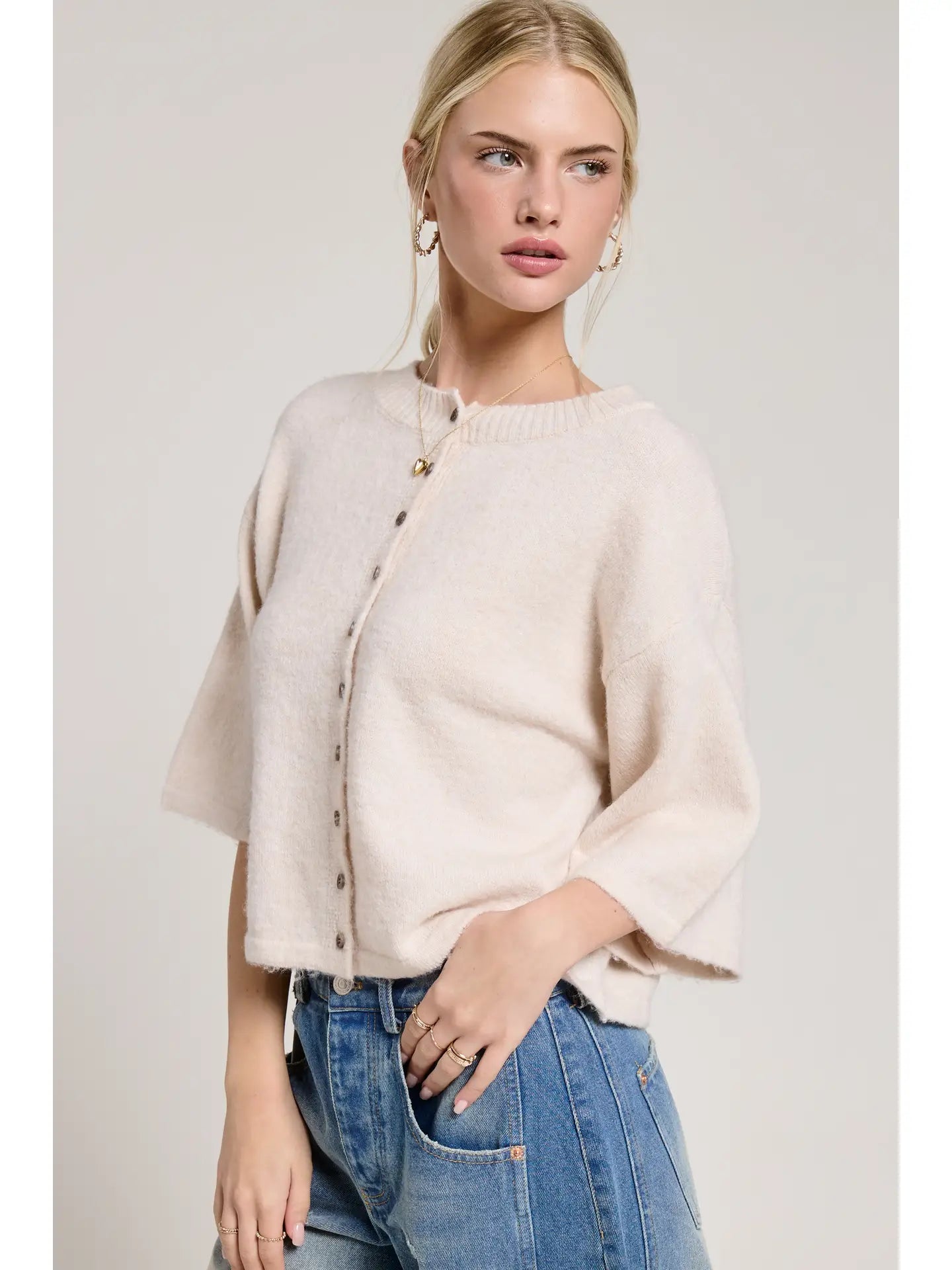 Wide Sleeve Knit Cardigan