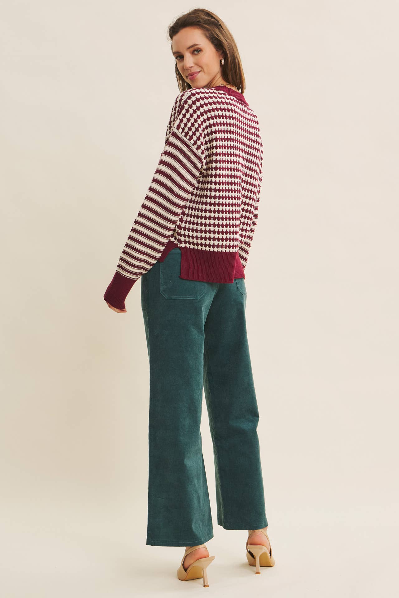Navy Mixed Knit Stripe Pullover