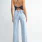 Cuffed Wide Leg Ankle Jeans