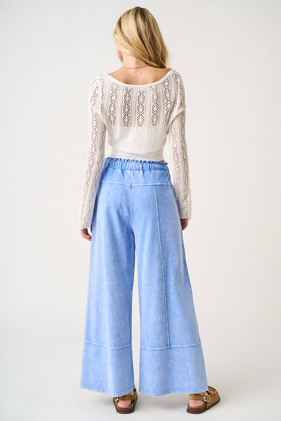Mineral Wash Seam Detail Pants I Peri Blue