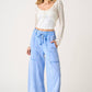 Mineral Wash Seam Detail Pants I Peri Blue