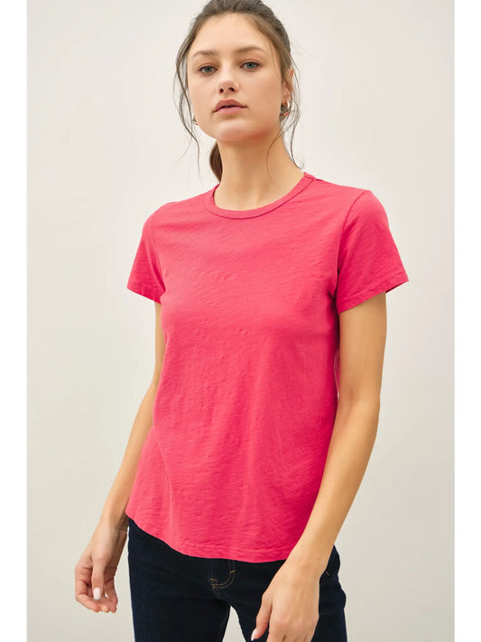 Vintage Wash Cotton Tee I Cranberry