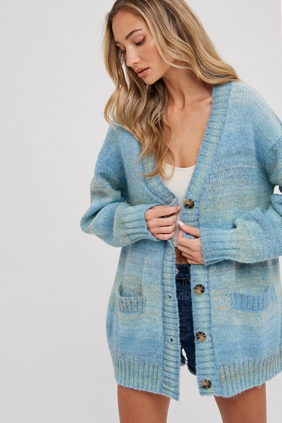 Tie-Dye Knit Sweater Cardigan