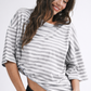 Oversized Stripe Boyfriend Tee I Gray
