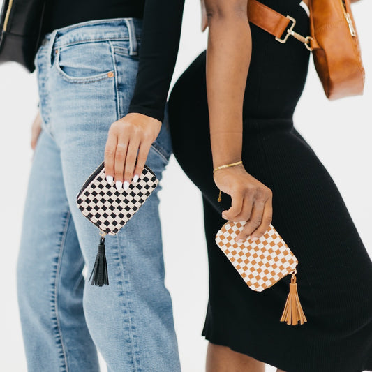 Black Check Woven Wallet