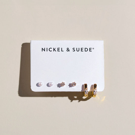 Gold Essential Dainty Earrings Set: Gold