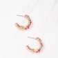 Embellished Hoop Earrings - Fuchsia
