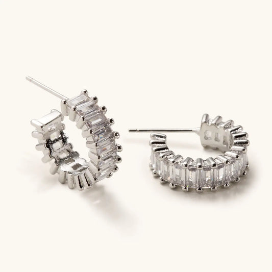 Esther Silver Diamond Hoops