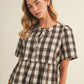 Gingham Peplum Blouse
