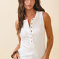 White Ribbed Henley Tank