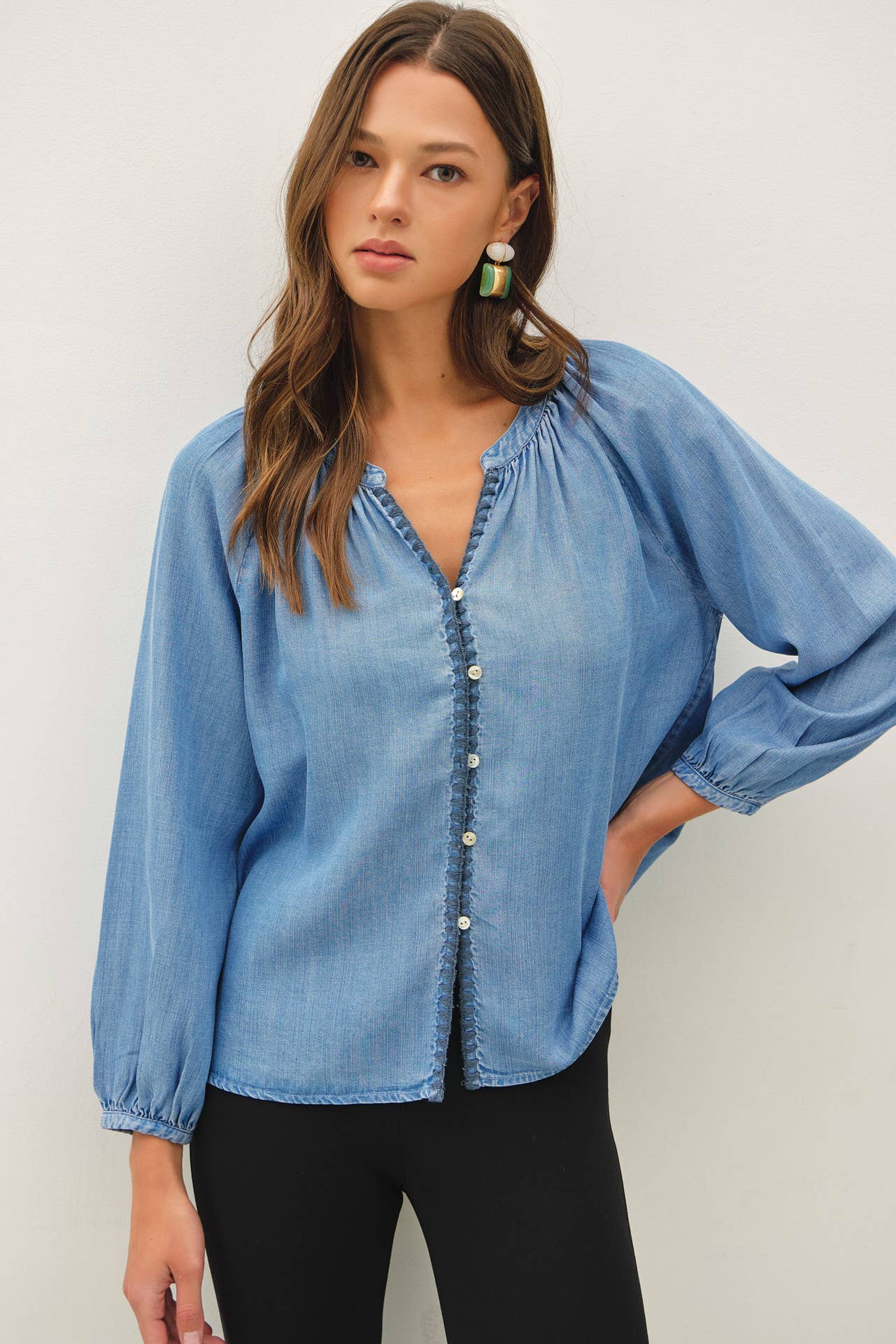 Stitched Denim Blouse