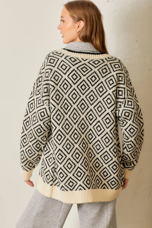 Mono Pattern Sweater Cardigan