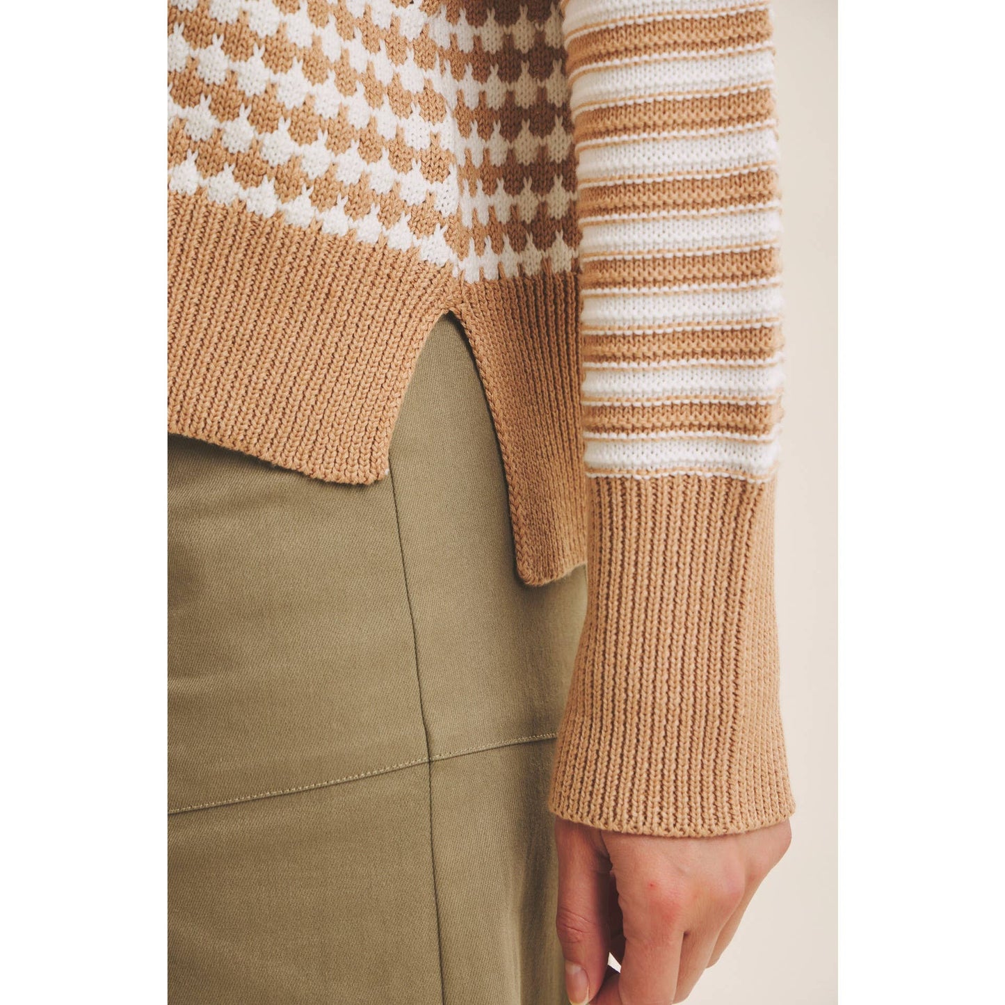 Navy Mixed Knit Stripe Pullover