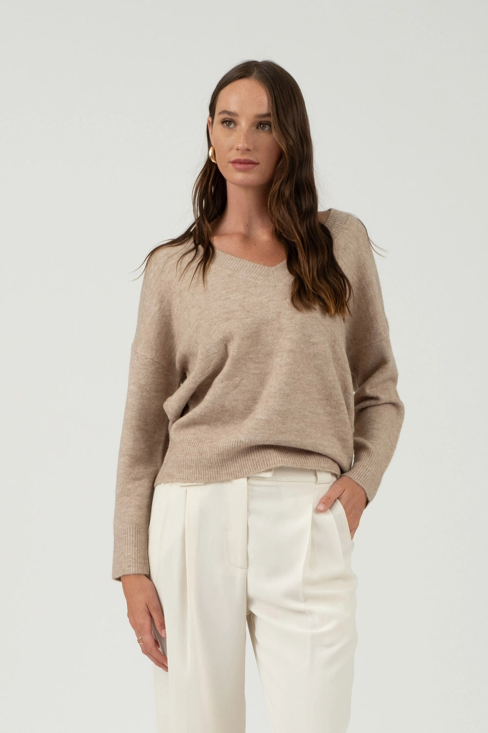 Solid Taupe Knit Sweater