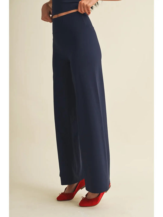 The Soft Stretch Wide Leg Pants I Navy