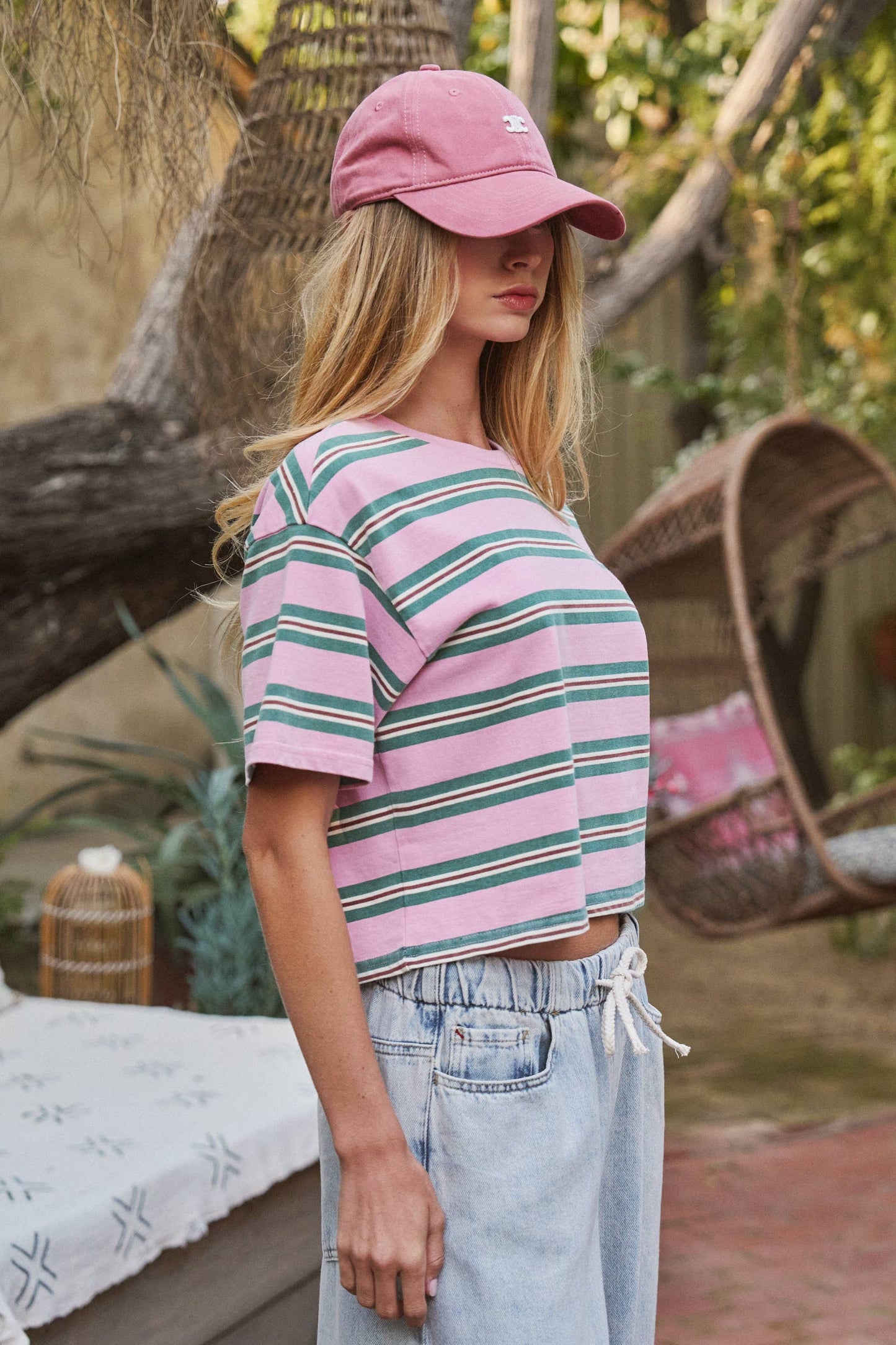 Vintage Washed Striped Cotton Tee