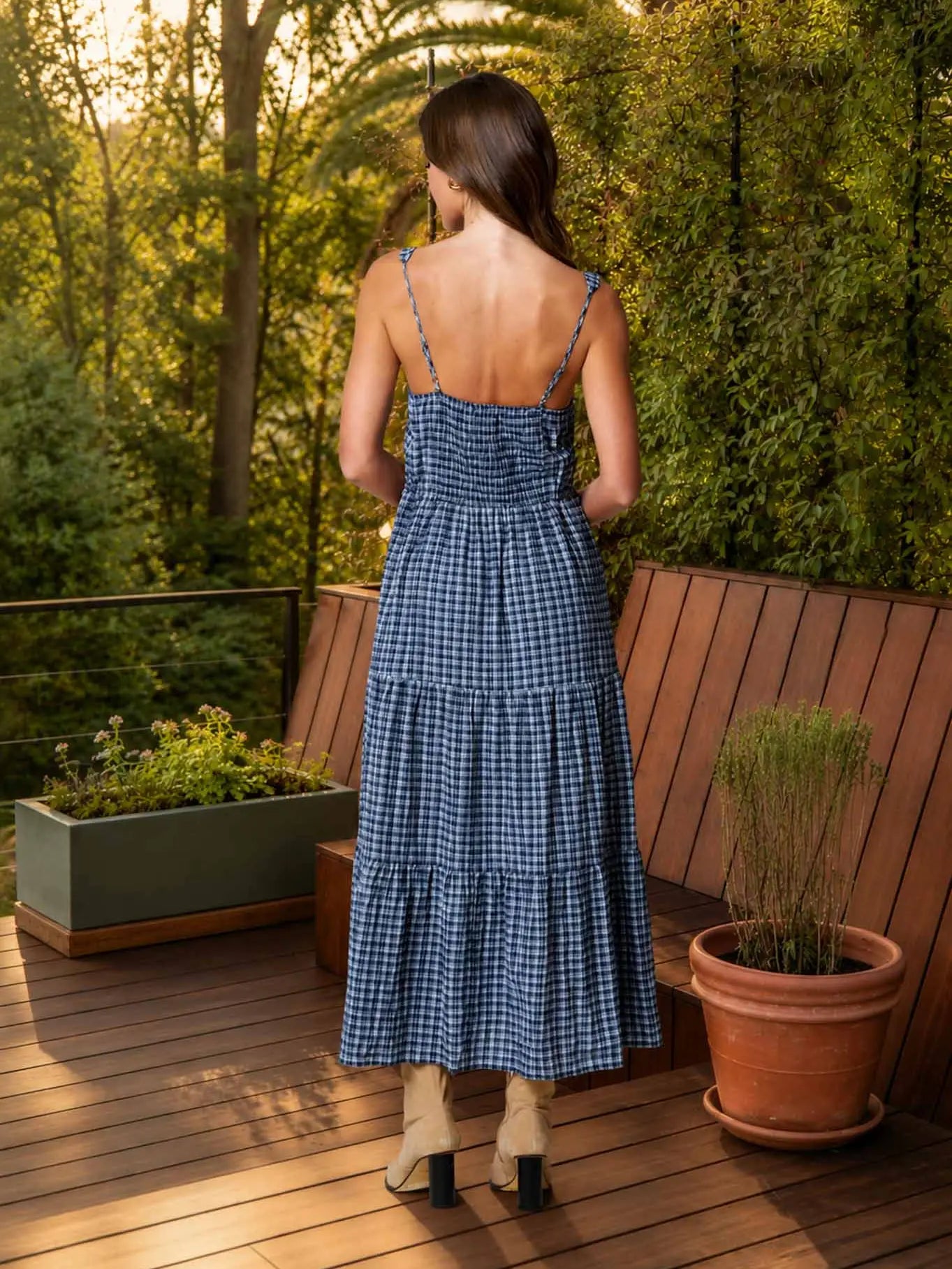 Plaid Contrast Stitch Dress