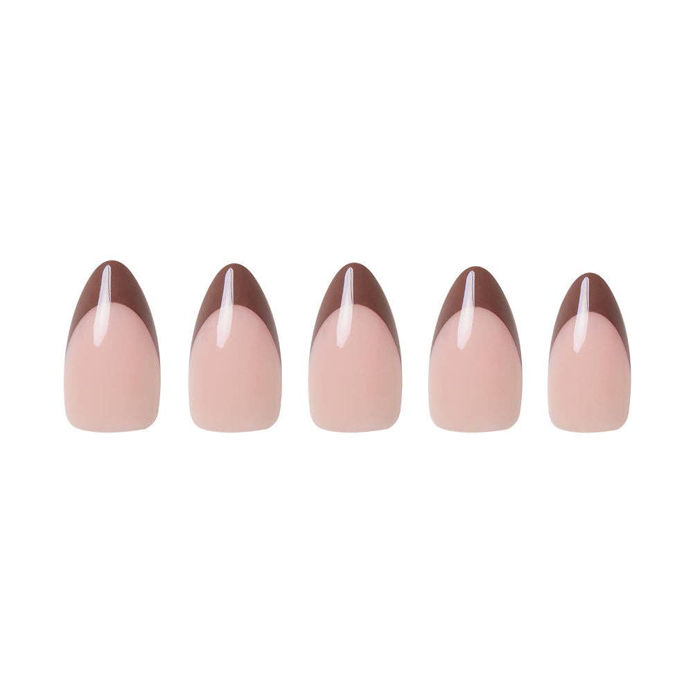 Chocolate Press-On Nails | Brown French Tip