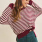 Navy Mixed Knit Stripe Pullover