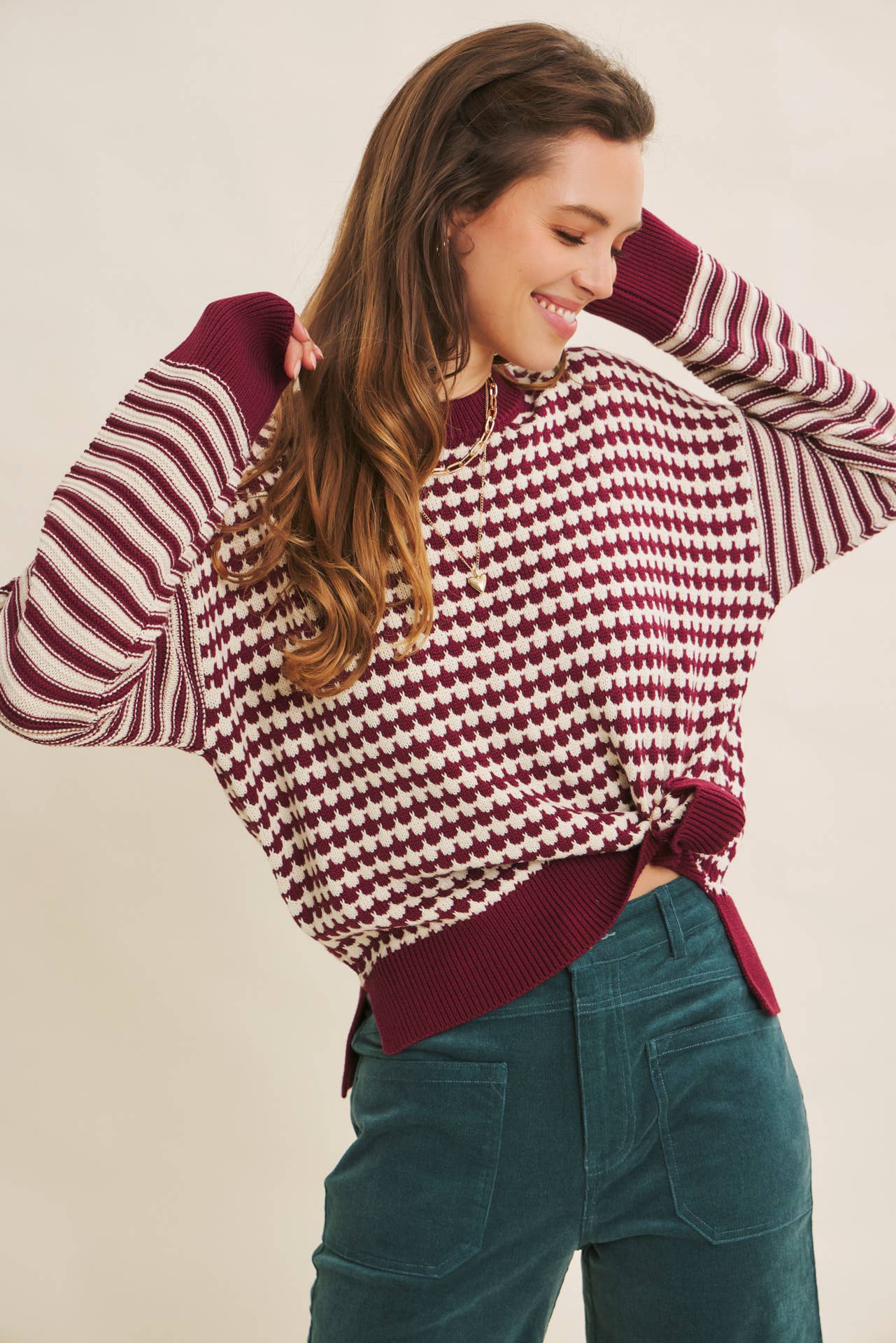 Navy Mixed Knit Stripe Pullover