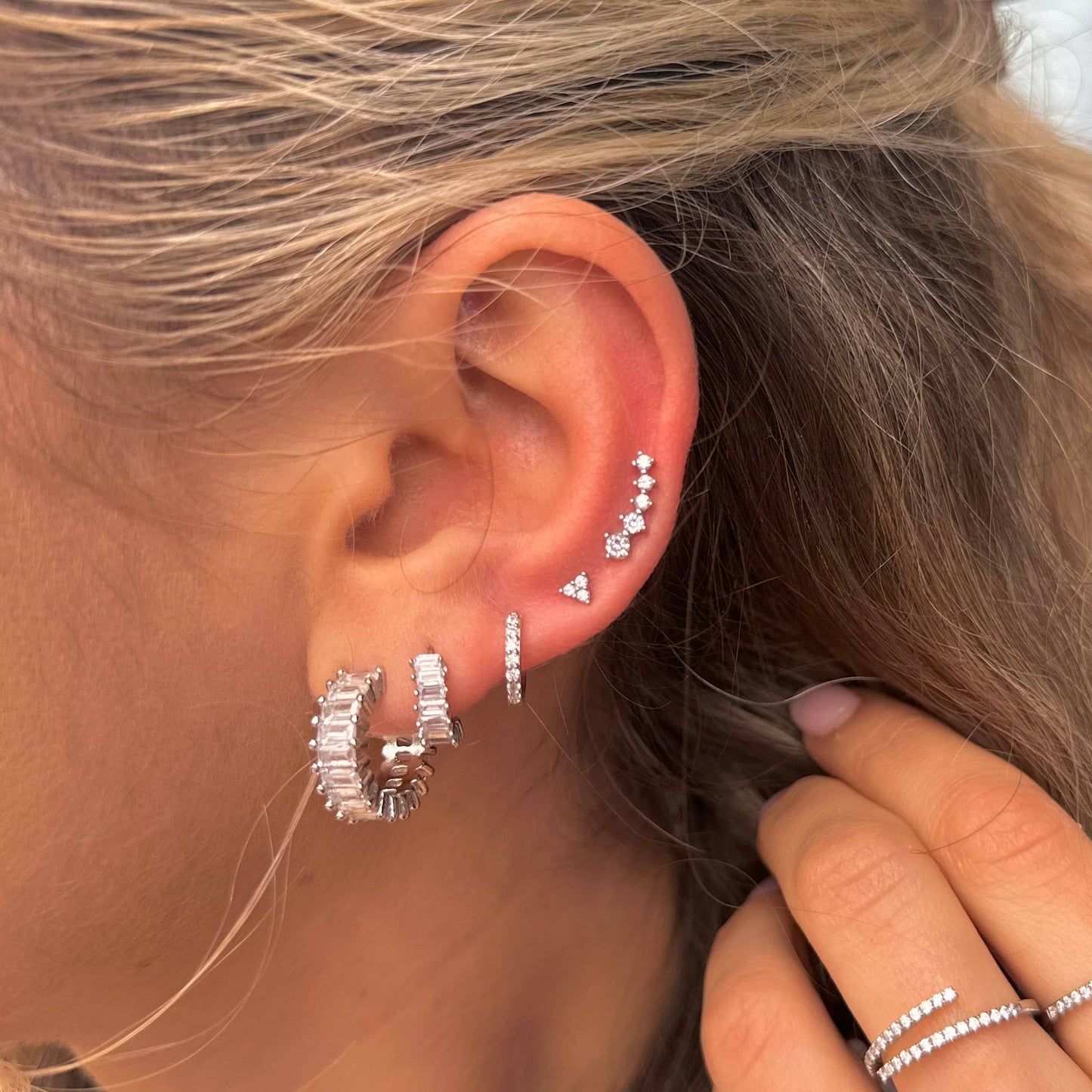 Esther Silver Diamond Hoops