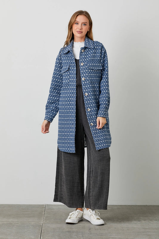 Brushed Wool Jacquard Shirt Jacket