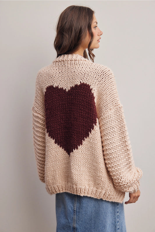 Chunky Knit Heart Cardigan