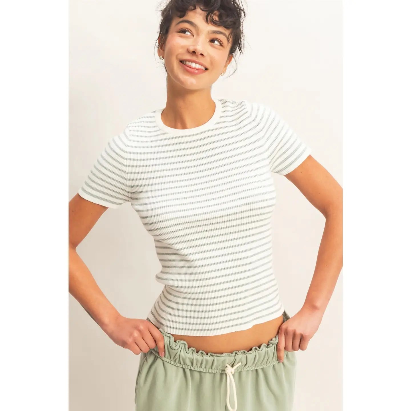 Striped Ribbed Top