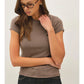 Ribbed Crew Neck Top I Brown