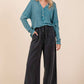 French Terry Wide Leg Pants I Blue