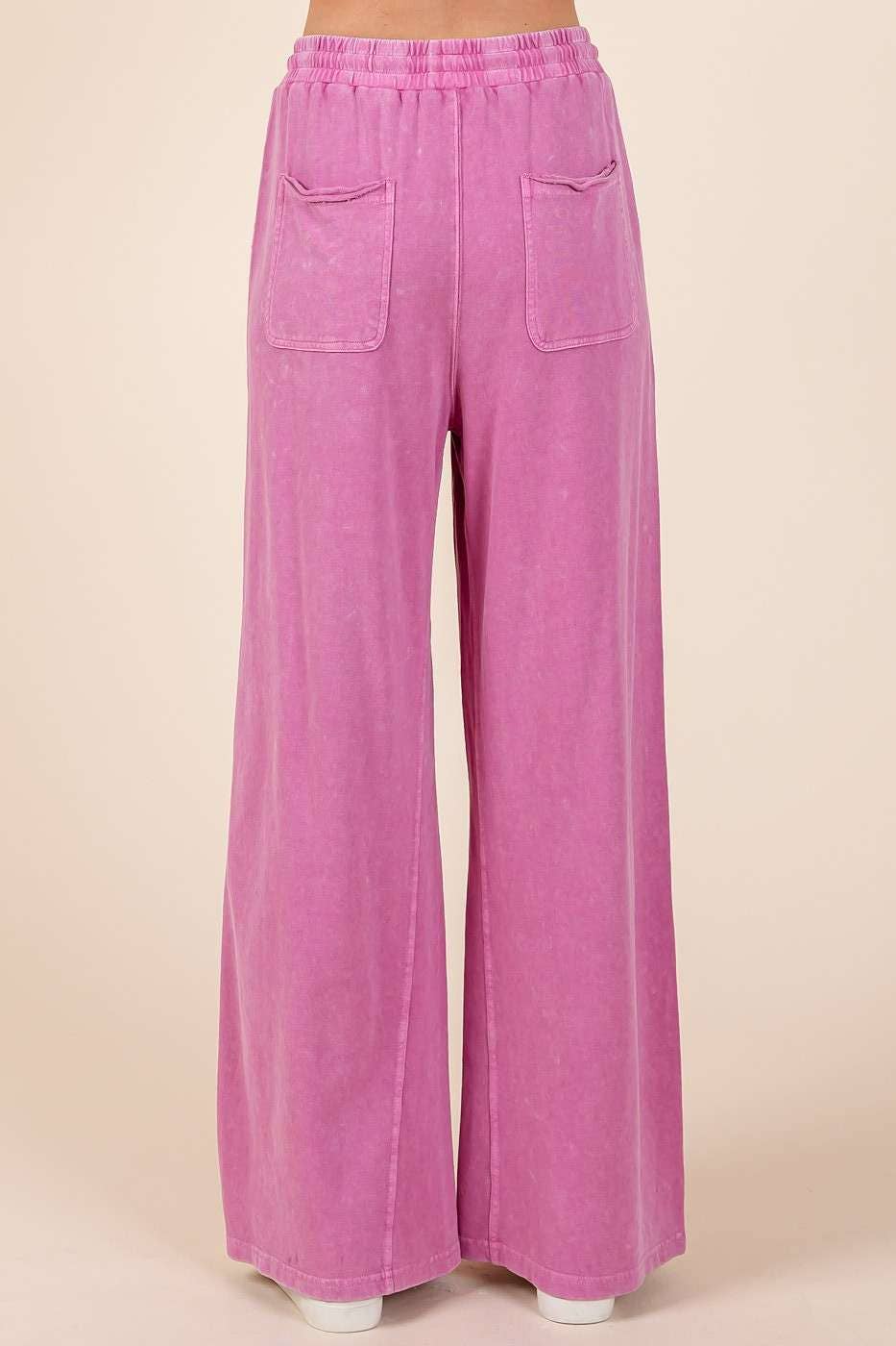 French Terry Wide Leg Pants I Blue