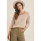 Navy Mixed Knit Stripe Pullover