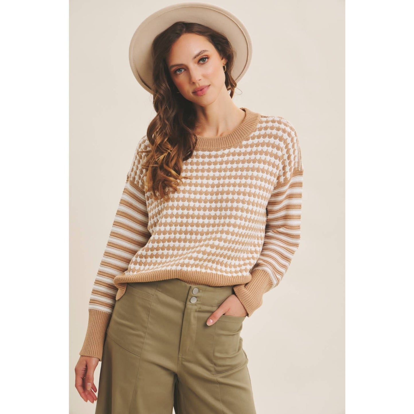 Navy Mixed Knit Stripe Pullover