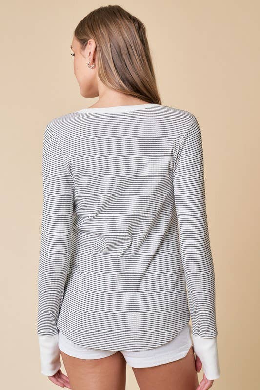 Classic Ribbed Henley I White