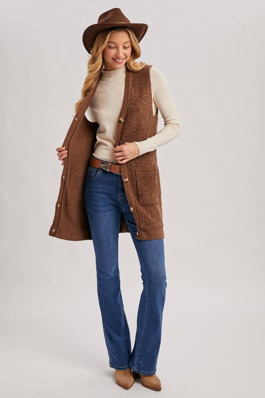 Teddy Knit Longline Vest