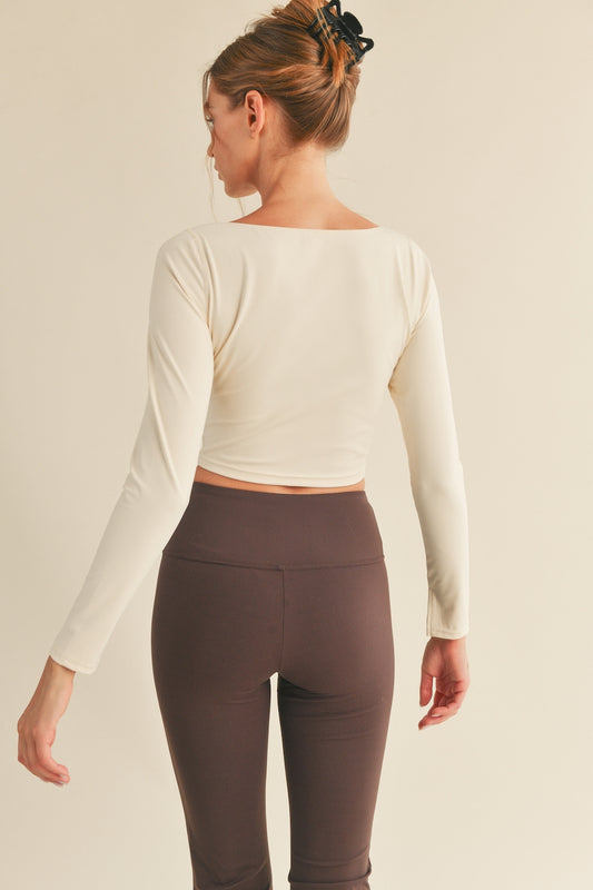 Cream Fitted Long Sleeve Top