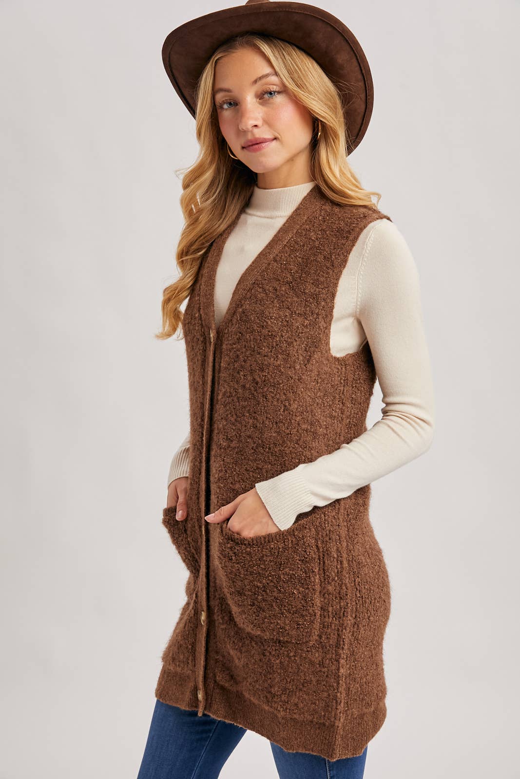 Teddy Knit Longline Vest